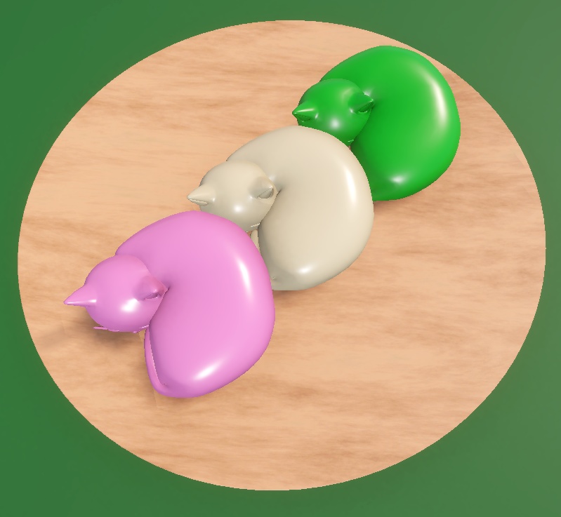 おいしそうな三色ネコ団子【３D】　VRChat向け