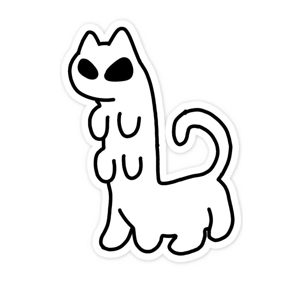 長いねこステッカー