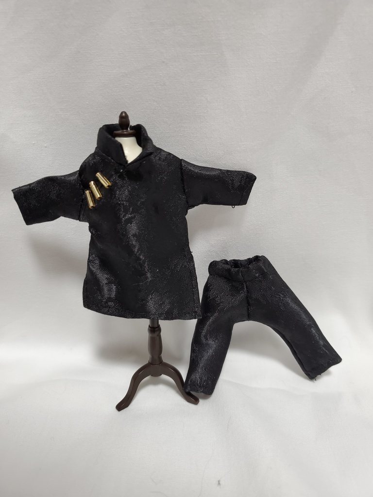 カンフー風服 黒×柄