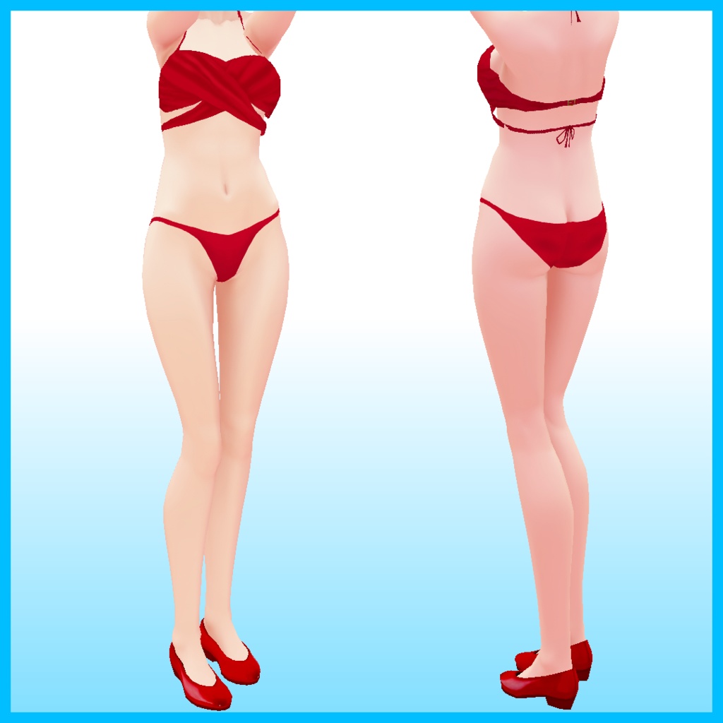 【VRoid用】赤い水着上下セット