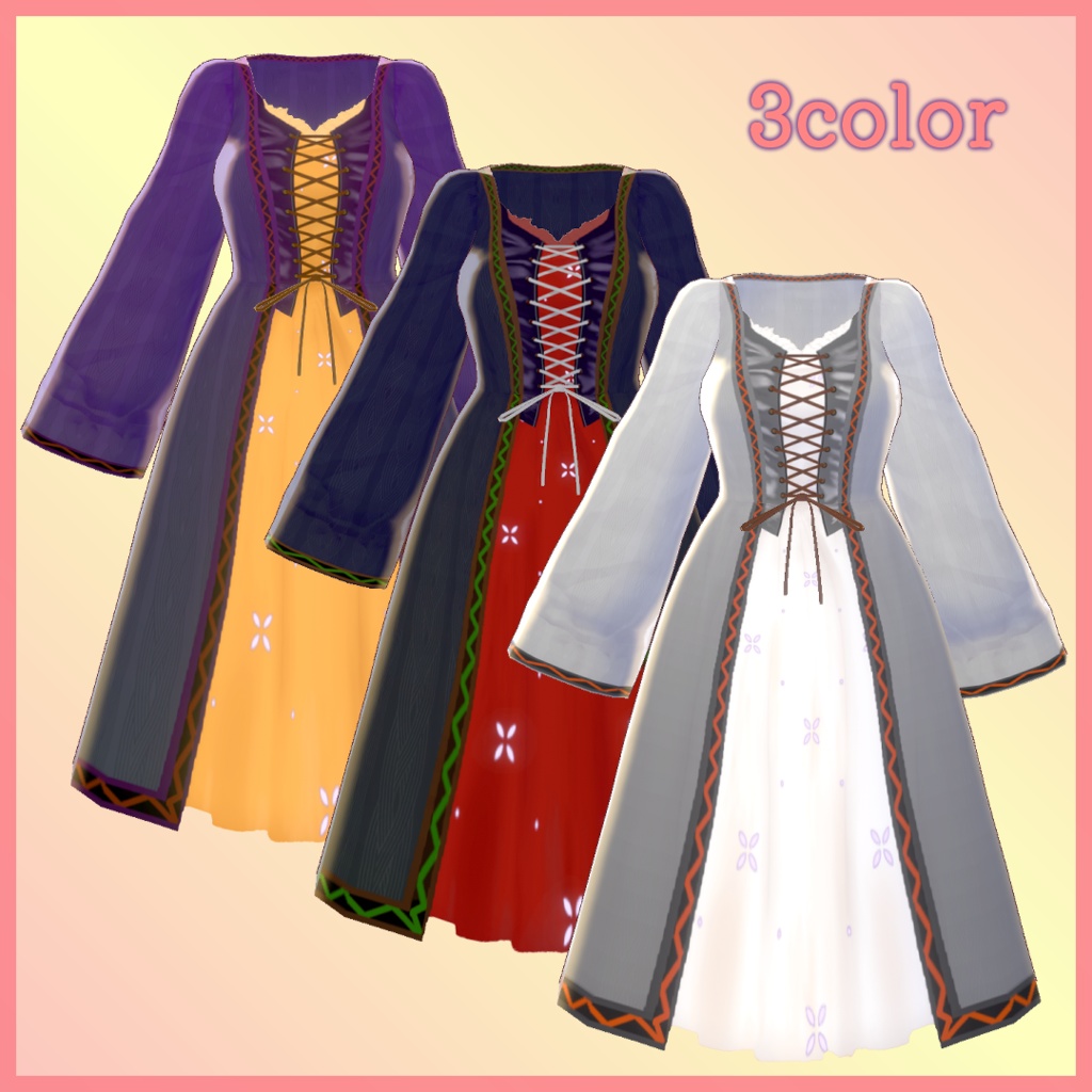 魔法使いのローブと帽子と杖のセット【VRoid用衣装 + 3Dアクセサリー】