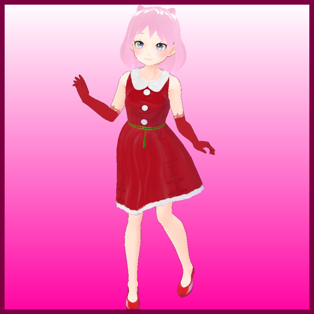 【VRoid用】クリスマスドレス / レッド&ホワイト【無料版あり】