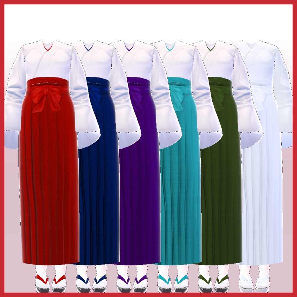 【VRoid用】巫女装束 / 朱・紫・藍・浅葱・松葉・白