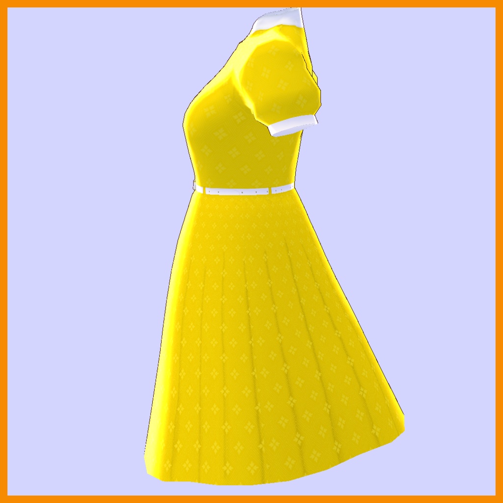 【VRoid用】花柄レトロワンピース -3color-