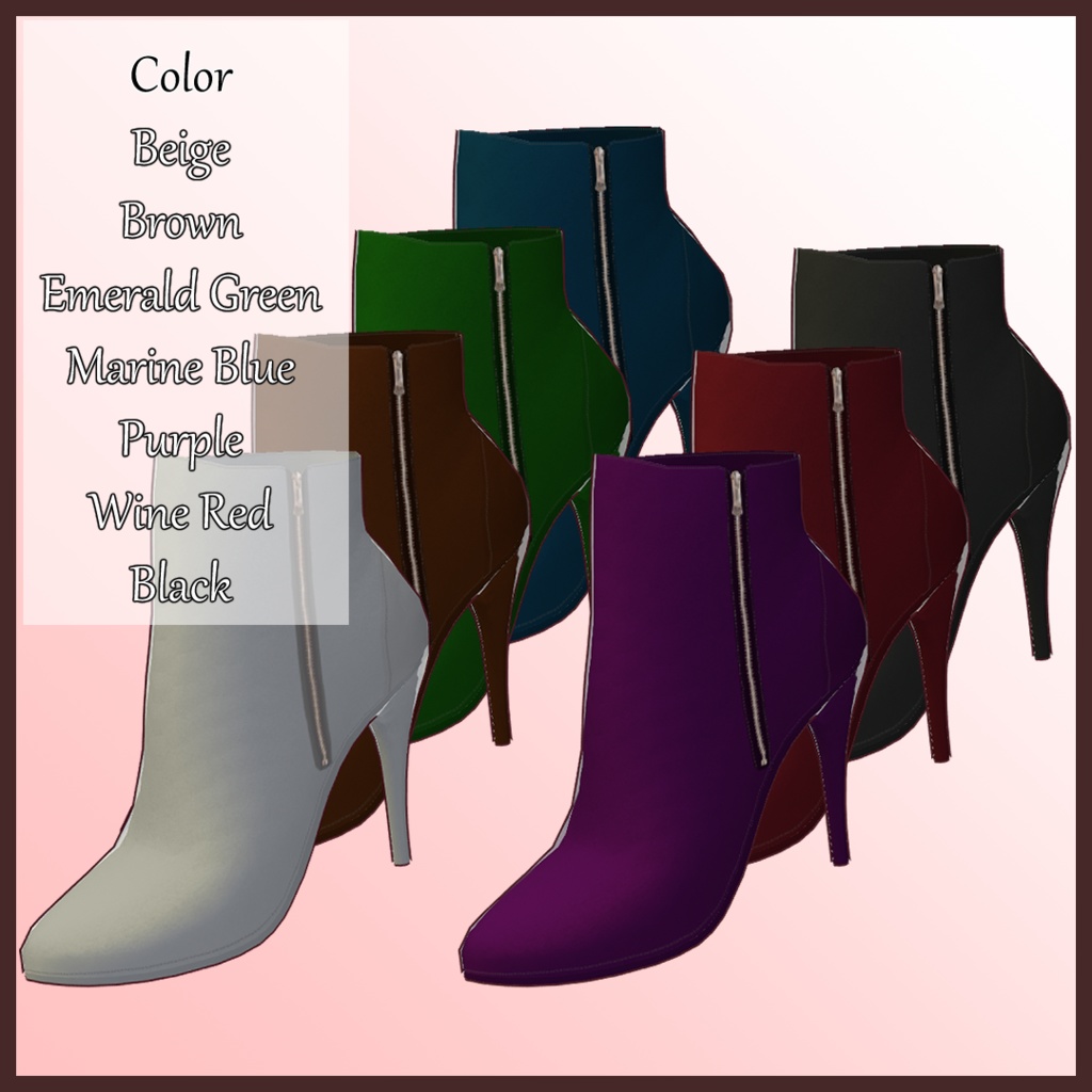 【VRoid用】Velvet Short Boots -7color-