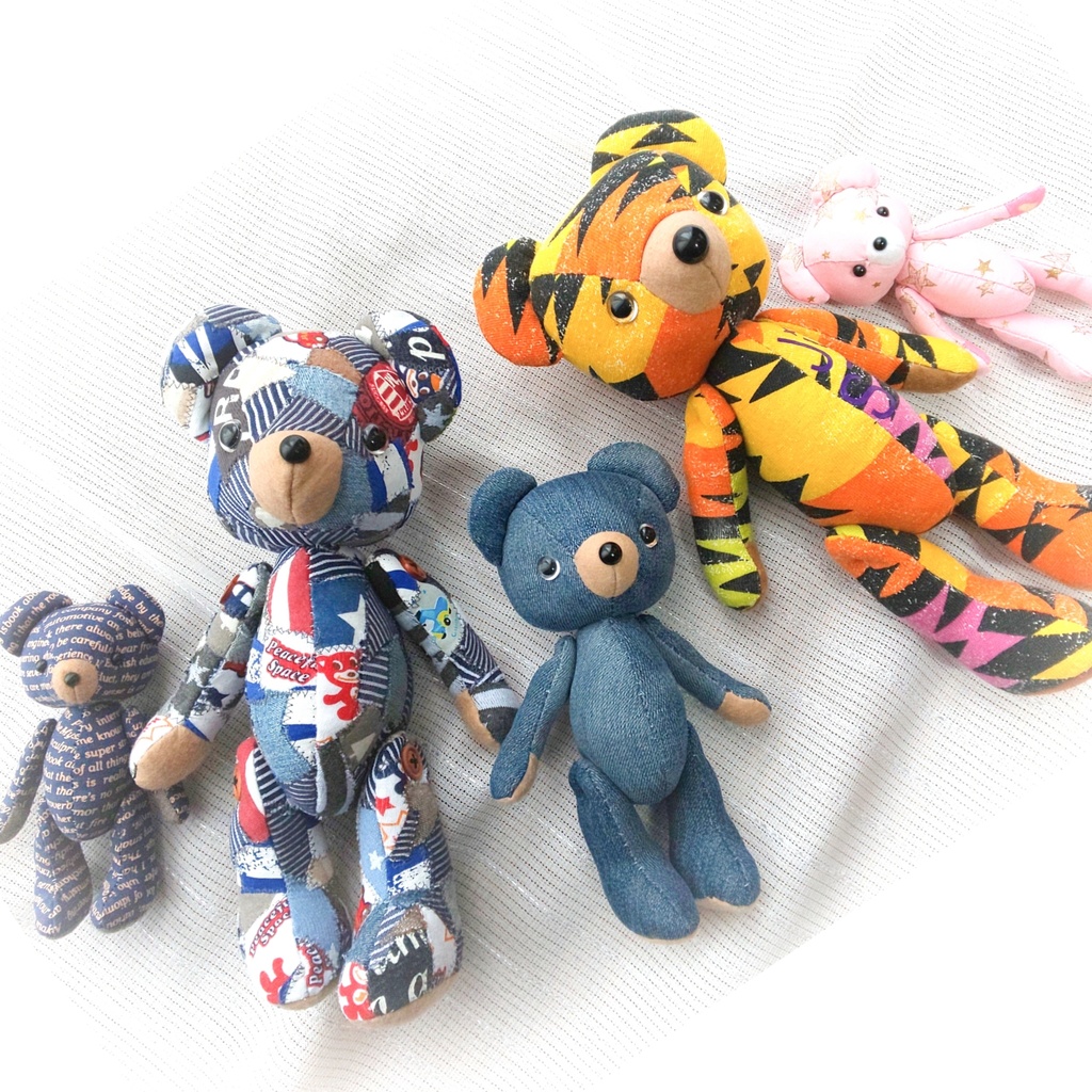 【型紙】好きな布で作る くまのぬいぐるみ(作り方動画あり)