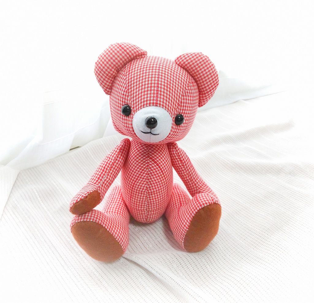 【型紙】好きな布で作る くまのぬいぐるみ(作り方動画あり)