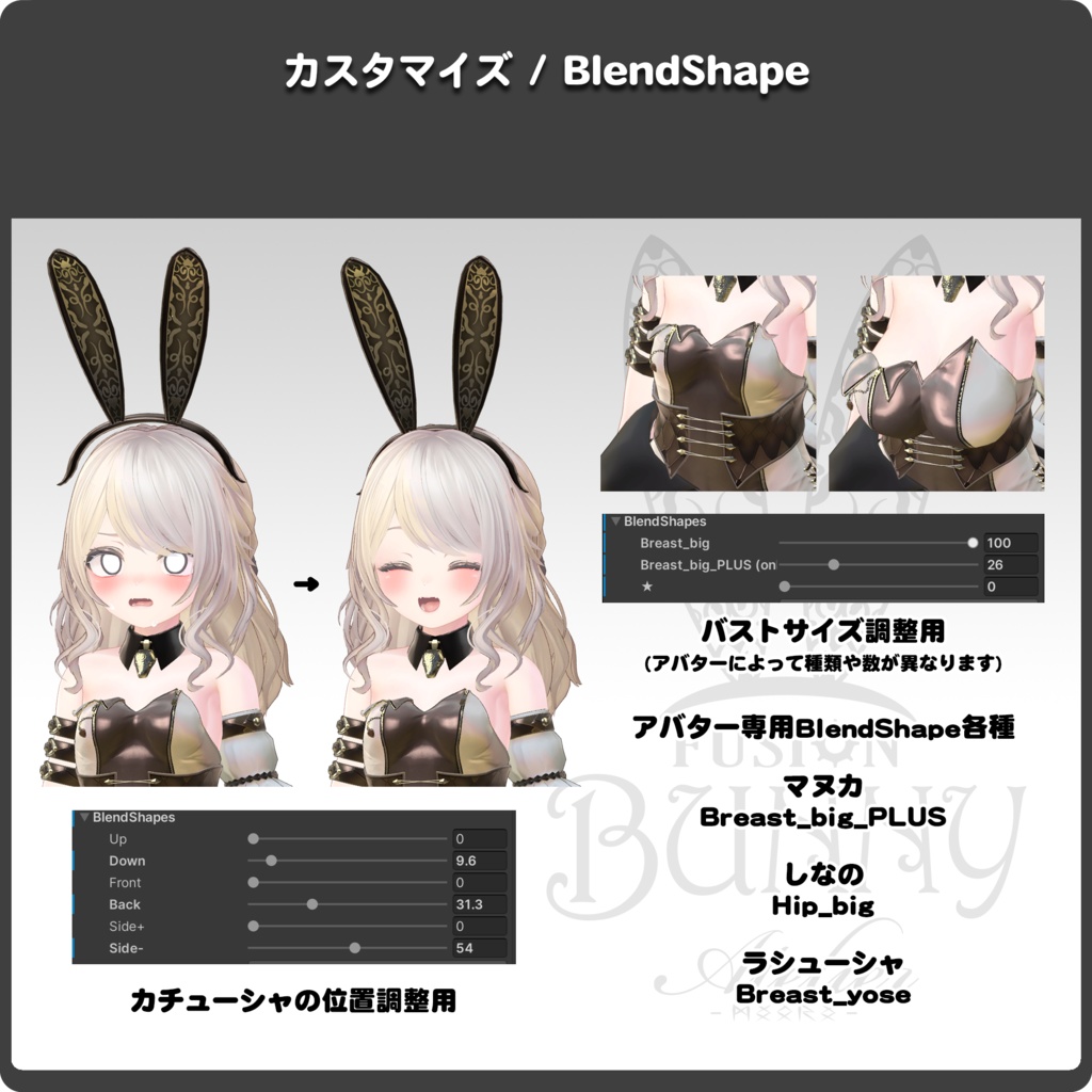 【5アバター対応】FusionBunny / VRChat向け3D衣装モデル