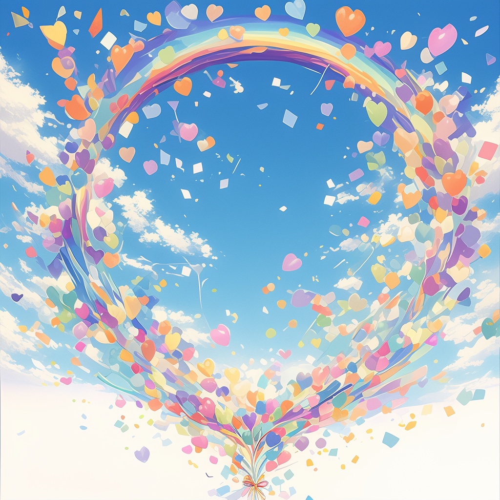 ハートと空のイメージ背景画像