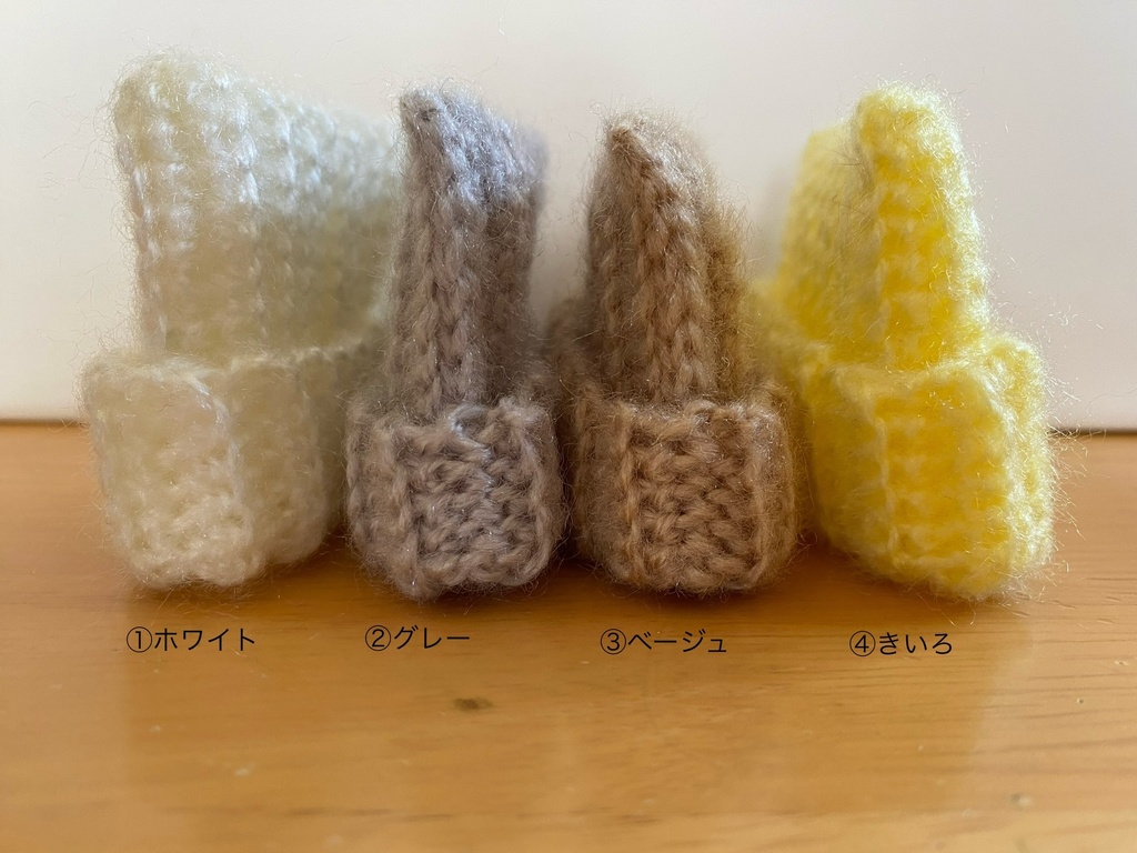 10〜12㎝ぬい用 猫耳風ニット帽+ミニマフラー