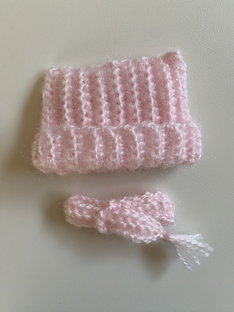 10〜12㎝ぬい用 猫耳風ニット帽+ミニマフラー