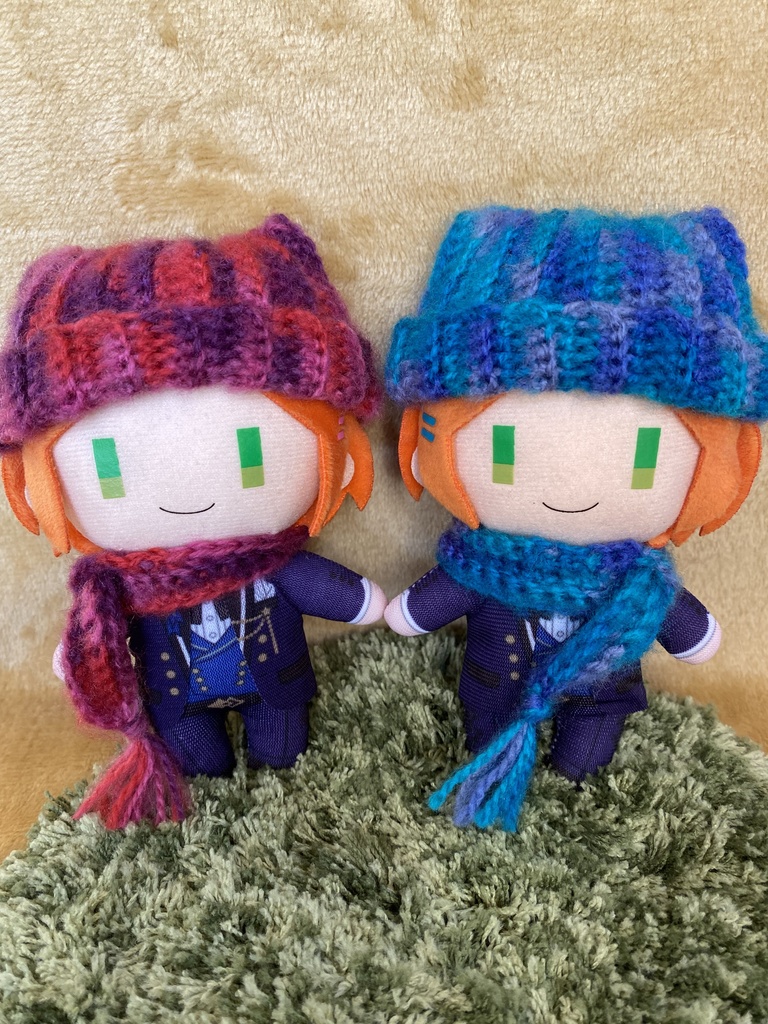 10〜12㎝ぬい用 猫耳風ニット帽 ミックスカラー