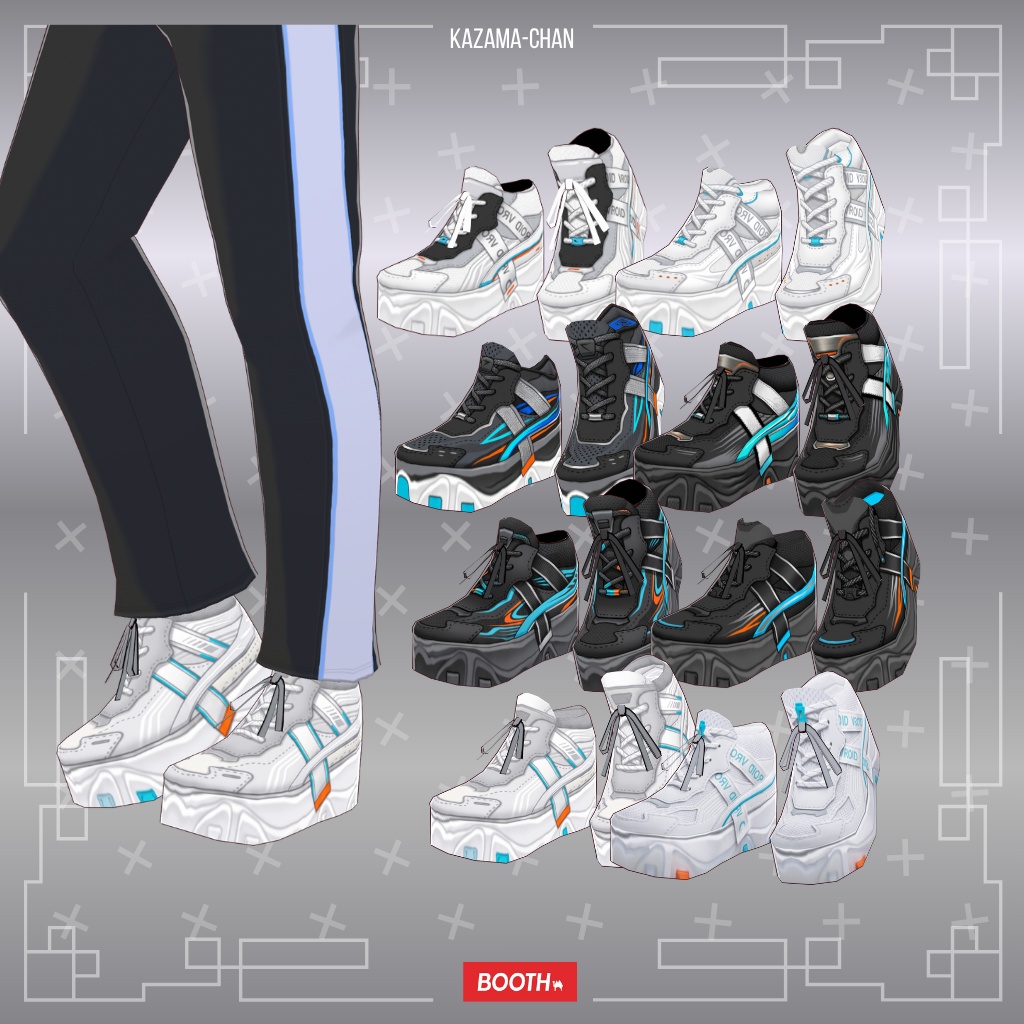 VRoid Shoes｜Future Street Sneakers｜VTuber・VRChat 3Dアセット｜シューズパック