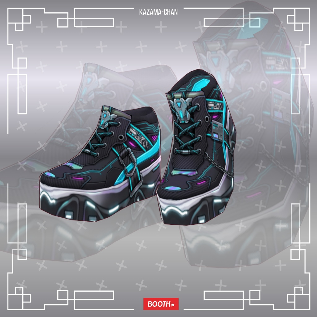 VRoid シューズ|Cyber Street Sneakers|VTuber・VRChat 3Dアセット