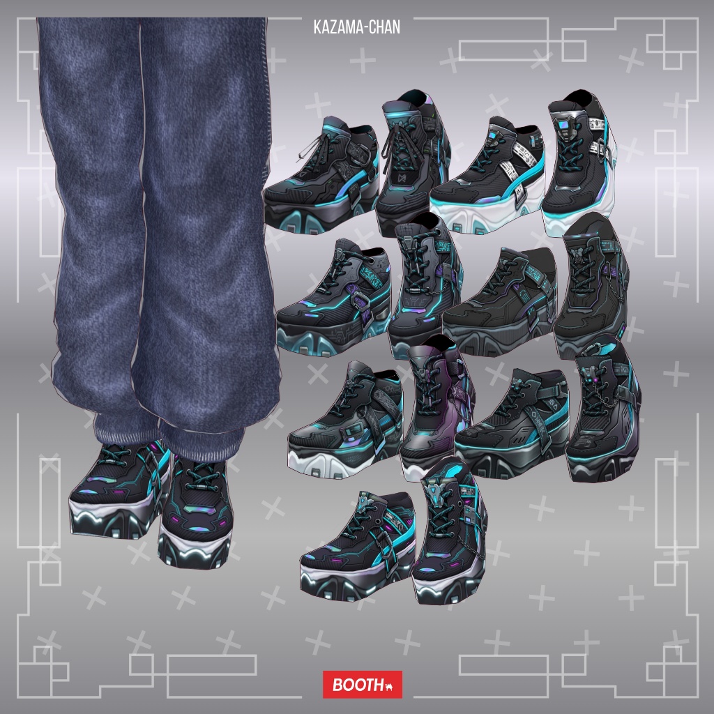 VRoid シューズ｜Cyber Street Sneakers｜VTuber・VRChat 3Dアセット