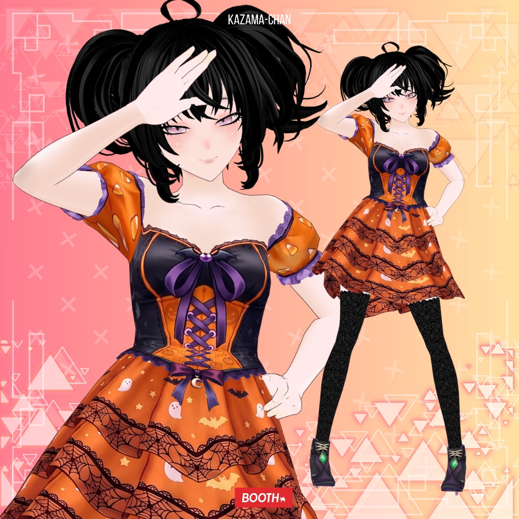 Halloween Outfit VRoid Clothes VRoid Studio VRoid Texture Customitem VRM VTuber Asset Halloween Dress Casual Halloween VTuber Fashion
