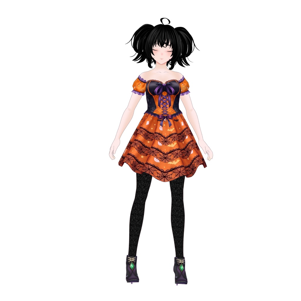 Halloween Outfit VRoid Clothes VRoid Studio VRoid Texture Customitem VRM VTuber Asset Halloween Dress Casual Halloween VTuber Fashion