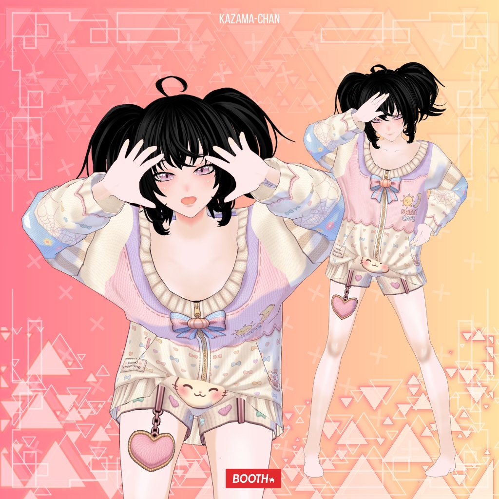 【VRoid】Cute Pastel Sweet Cafe Outfit | Kawaii Casual VRoid Custom Item | VTuber