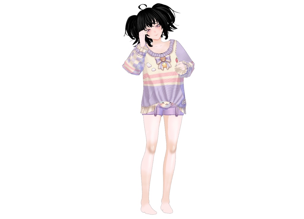 【VRoid】Kawaii Pastel Bear Knit Sweater | Cozy Cute Outfit | VRoid Custom Item
