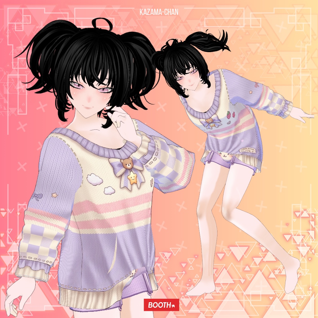【VRoid】Kawaii Pastel Bear Knit Sweater | Cozy Cute Outfit | VRoid Custom Item