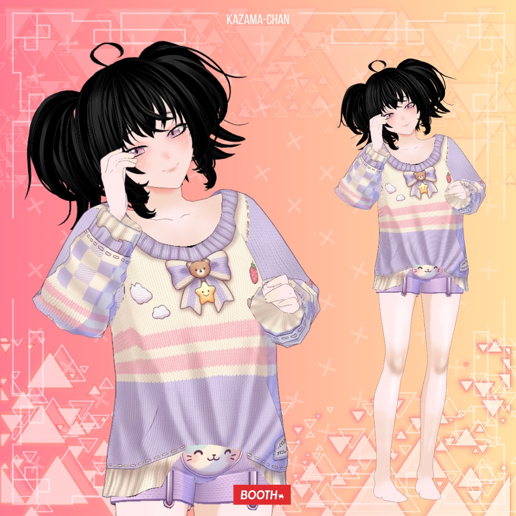 【VRoid】Kawaii Pastel Bear Knit Sweater | Cozy Cute Outfit | VRoid Custom Item