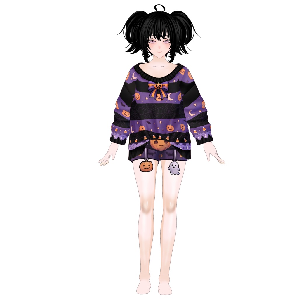 【VRoid】Halloween Gothic Pumpkin Outfit | Cute Spooky Witch Dress | VRoid Custom Item