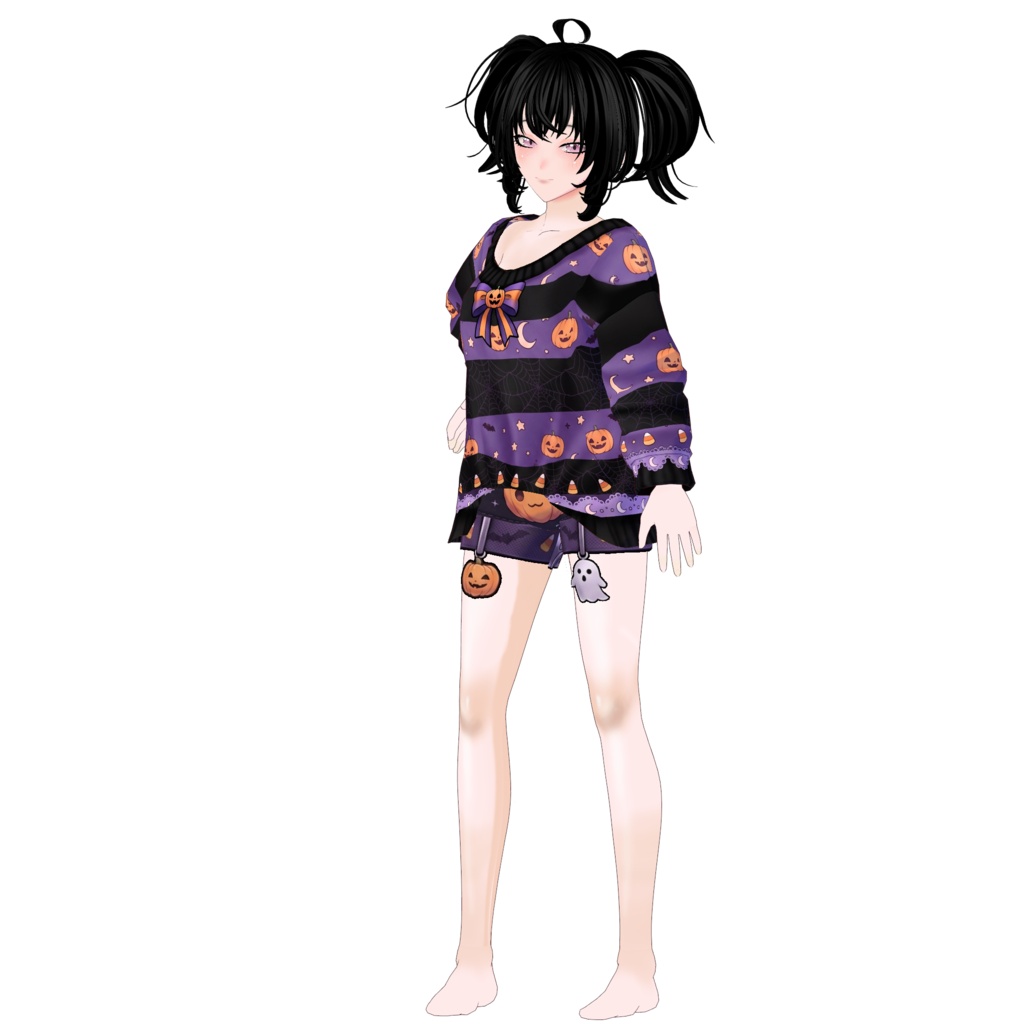 【VRoid】Halloween Gothic Pumpkin Outfit | Cute Spooky Witch Dress | VRoid Custom Item