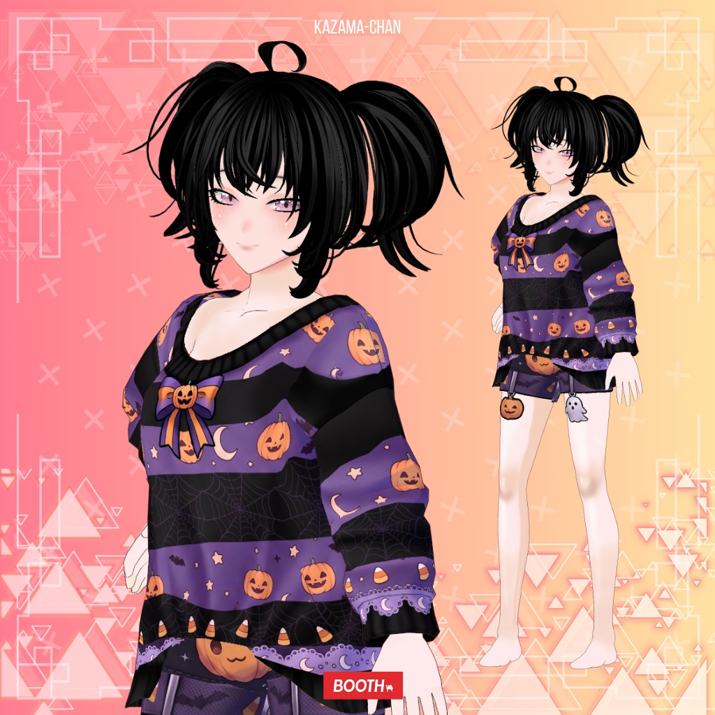 【VRoid】Halloween Gothic Pumpkin Outfit | Cute Spooky Witch Dress | VRoid Custom Item