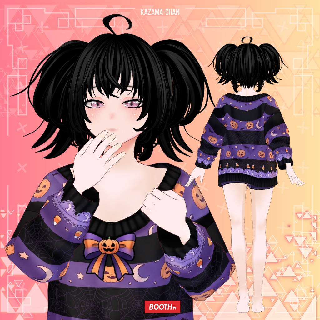 【VRoid】Halloween Gothic Pumpkin Outfit | Cute Spooky Witch Dress | VRoid Custom Item