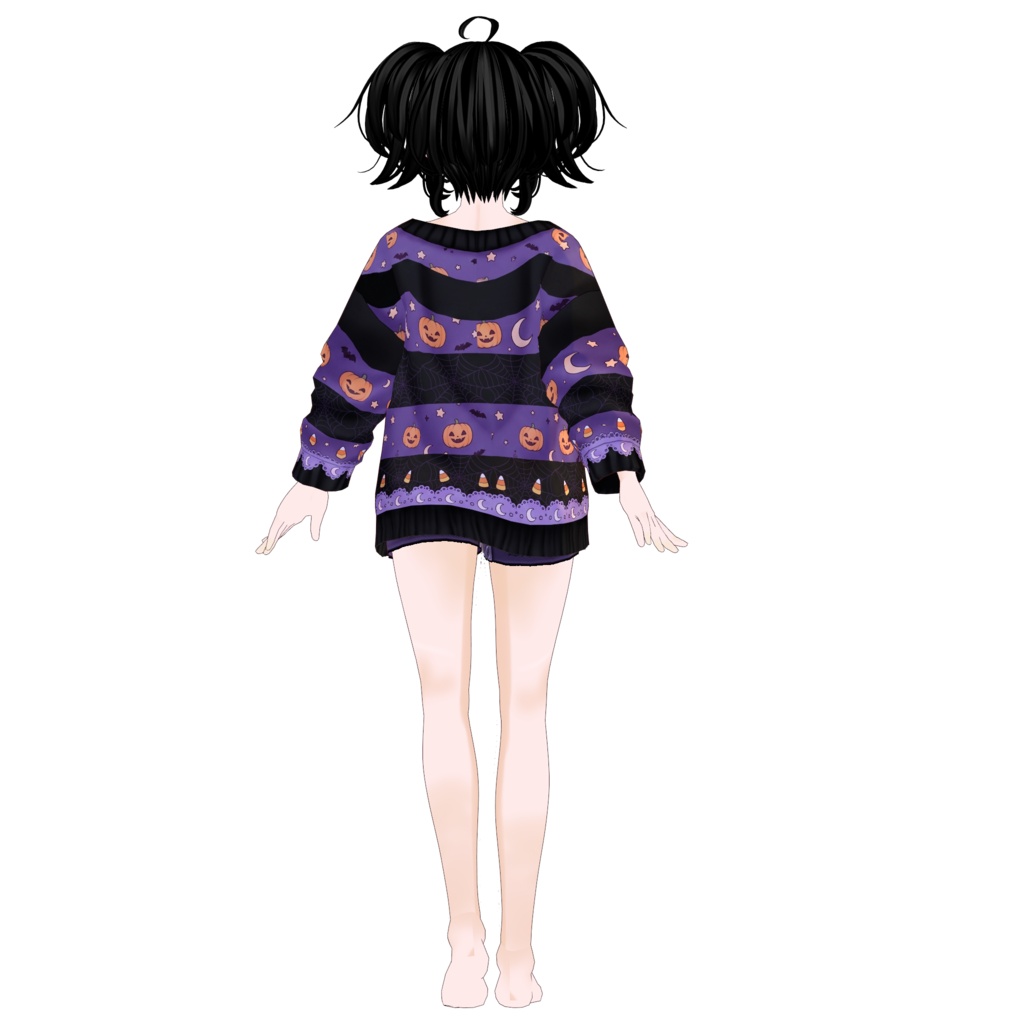 【VRoid】Halloween Gothic Pumpkin Outfit | Cute Spooky Witch Dress | VRoid Custom Item