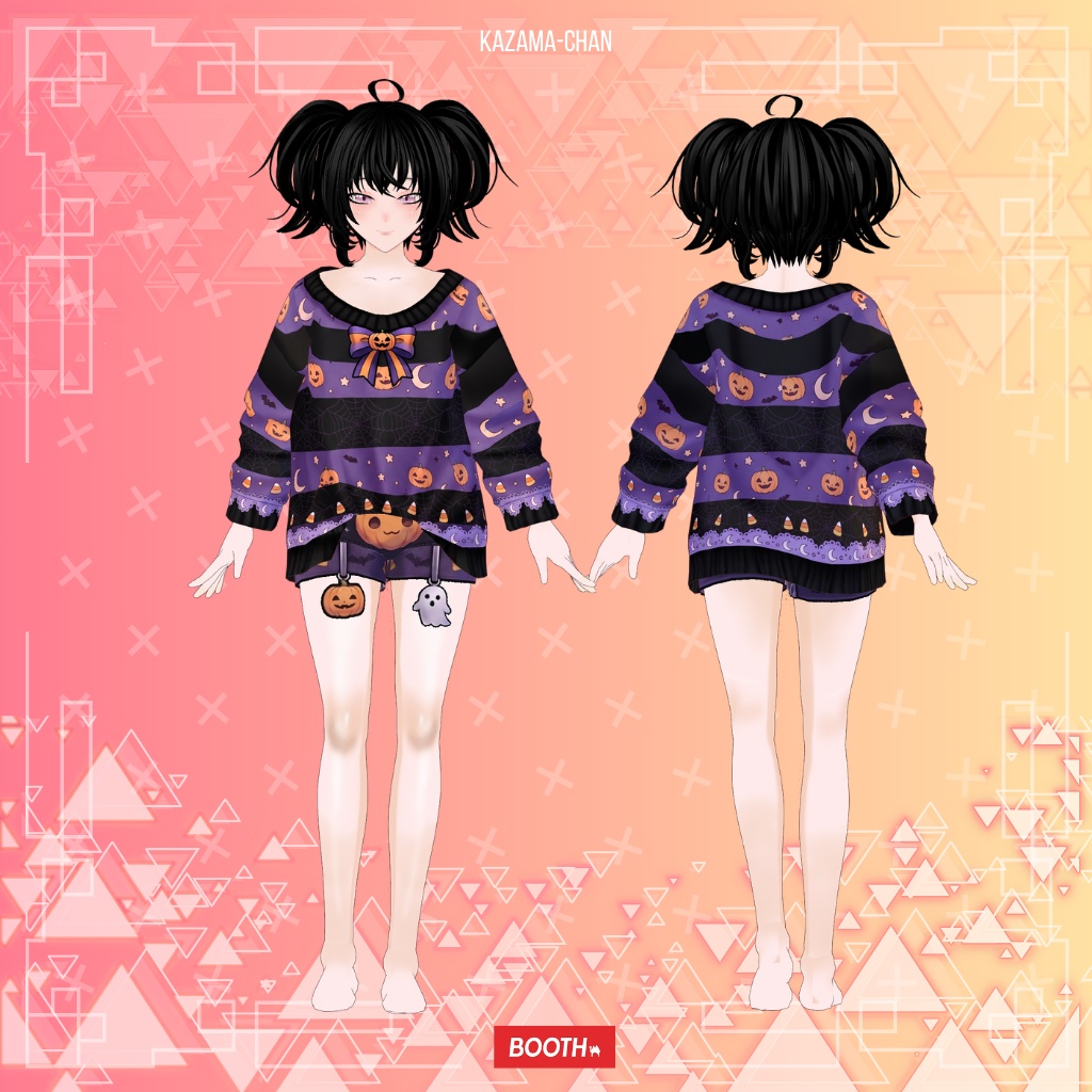【VRoid】Halloween Gothic Pumpkin Outfit | Cute Spooky Witch Dress | VRoid Custom Item