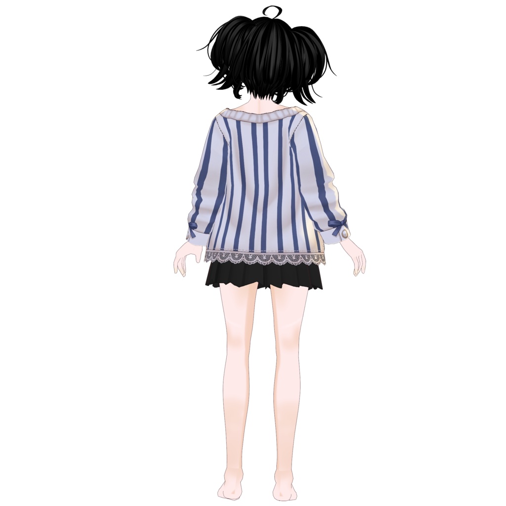 【VRoid】Navy Striped Sailor Outfit | Kawaii Preppy Casual | VRoid Custom Item