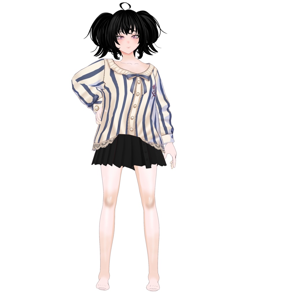 【VRoid】Navy Striped Sailor Outfit | Kawaii Preppy Casual | VRoid Custom Item