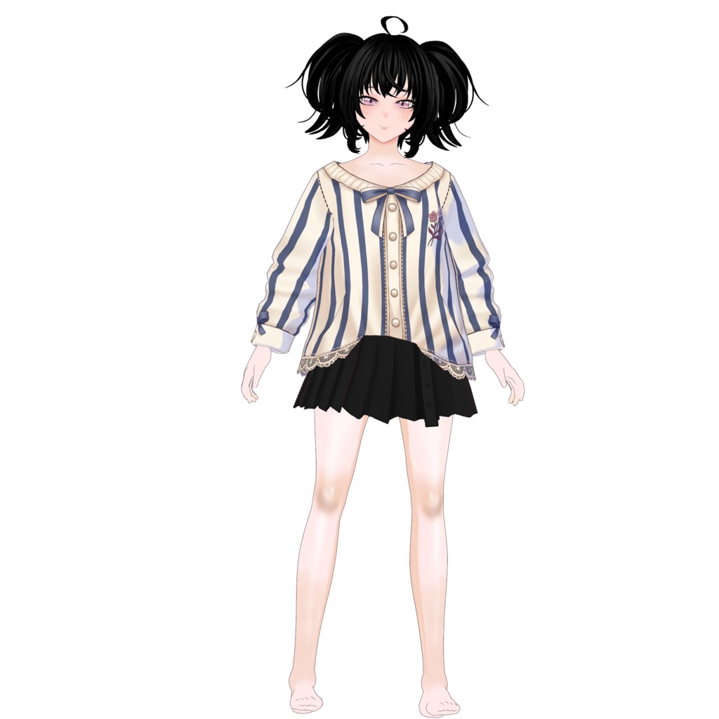 【VRoid】Navy Striped Sailor Outfit | Kawaii Preppy Casual | VRoid Custom Item