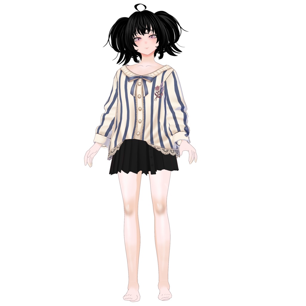 【VRoid】Navy Striped Sailor Outfit | Kawaii Preppy Casual | VRoid Custom Item