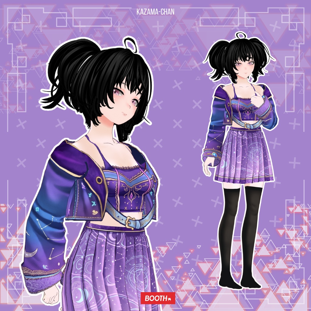 【VRoid】Purple Fantasy Princess Outfit | Magical Kawaii Dress | VRoid Custom Item
