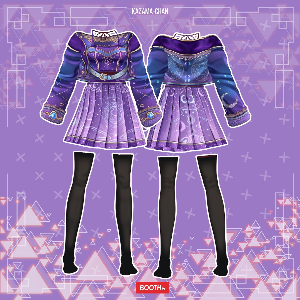 【VRoid】Purple Fantasy Princess Outfit | Magical Kawaii Dress | VRoid Custom Item