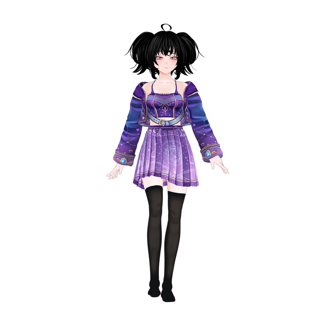 【VRoid】Purple Fantasy Princess Outfit | Magical Kawaii Dress | VRoid Custom Item