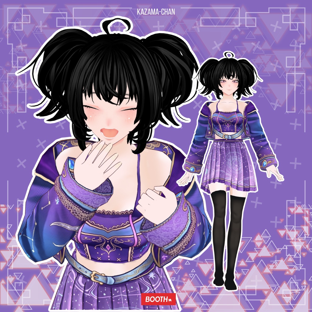 【VRoid】Purple Fantasy Princess Outfit | Magical Kawaii Dress | VRoid Custom Item