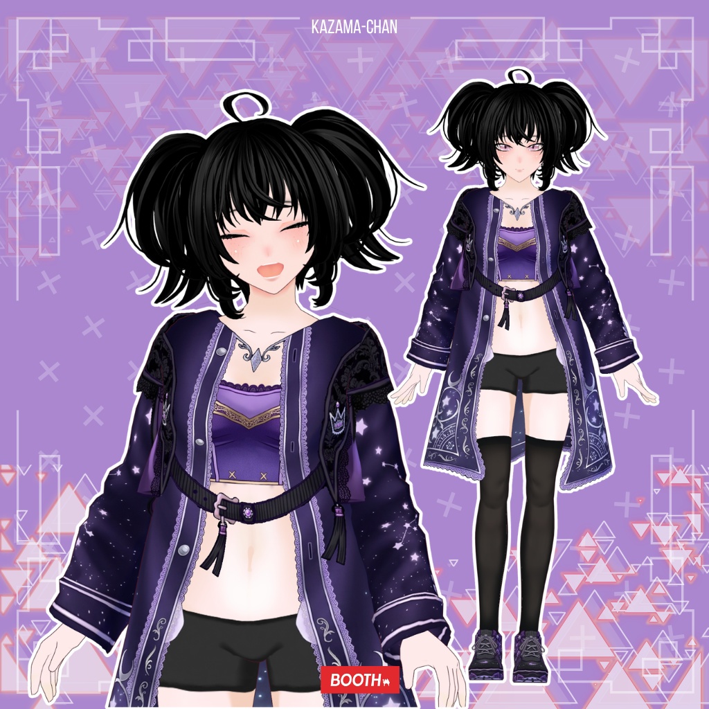 【VRoid】Dark Purple Gothic Outfit | Celestial Nightwear | Gothic VRoid Custom Item