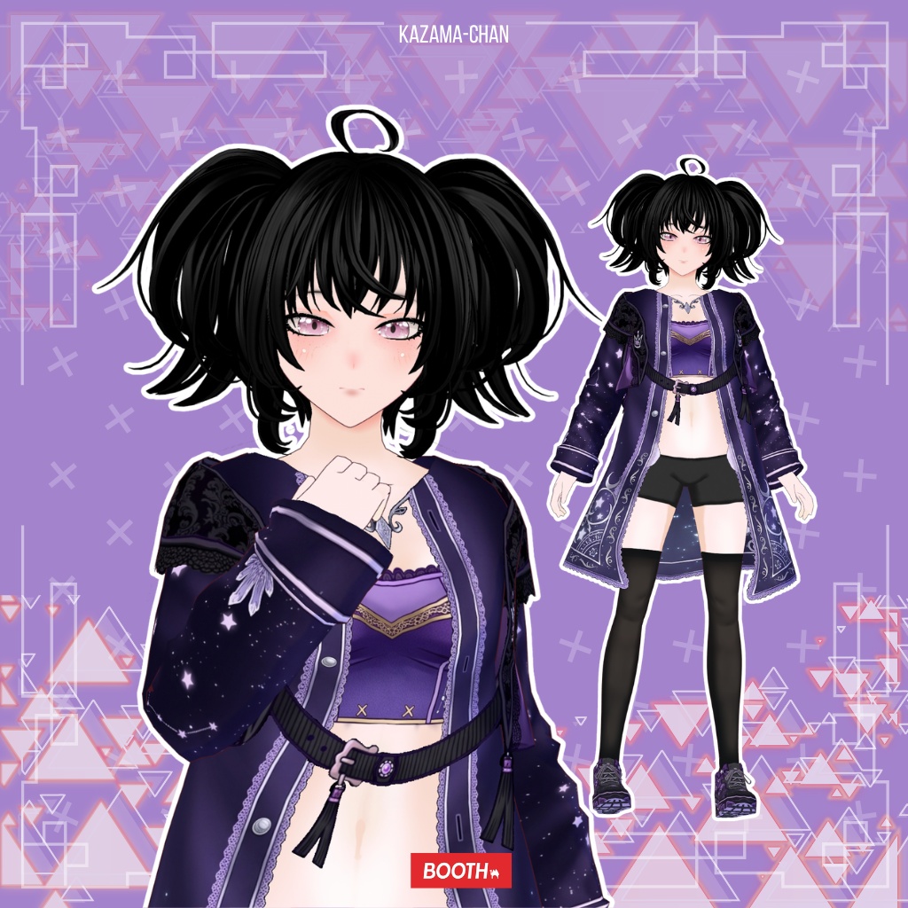 【VRoid】Dark Purple Gothic Outfit | Celestial Nightwear | Gothic VRoid Custom Item