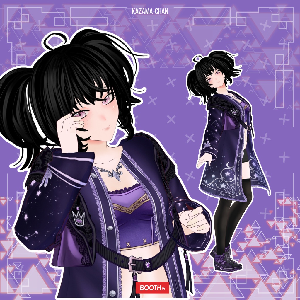 【VRoid】Dark Purple Gothic Outfit | Celestial Nightwear | Gothic VRoid Custom Item