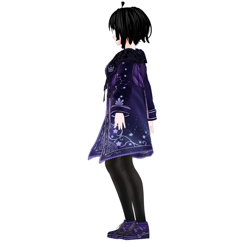 【VRoid】Dark Purple Gothic Outfit | Celestial Nightwear | Gothic VRoid Custom Item