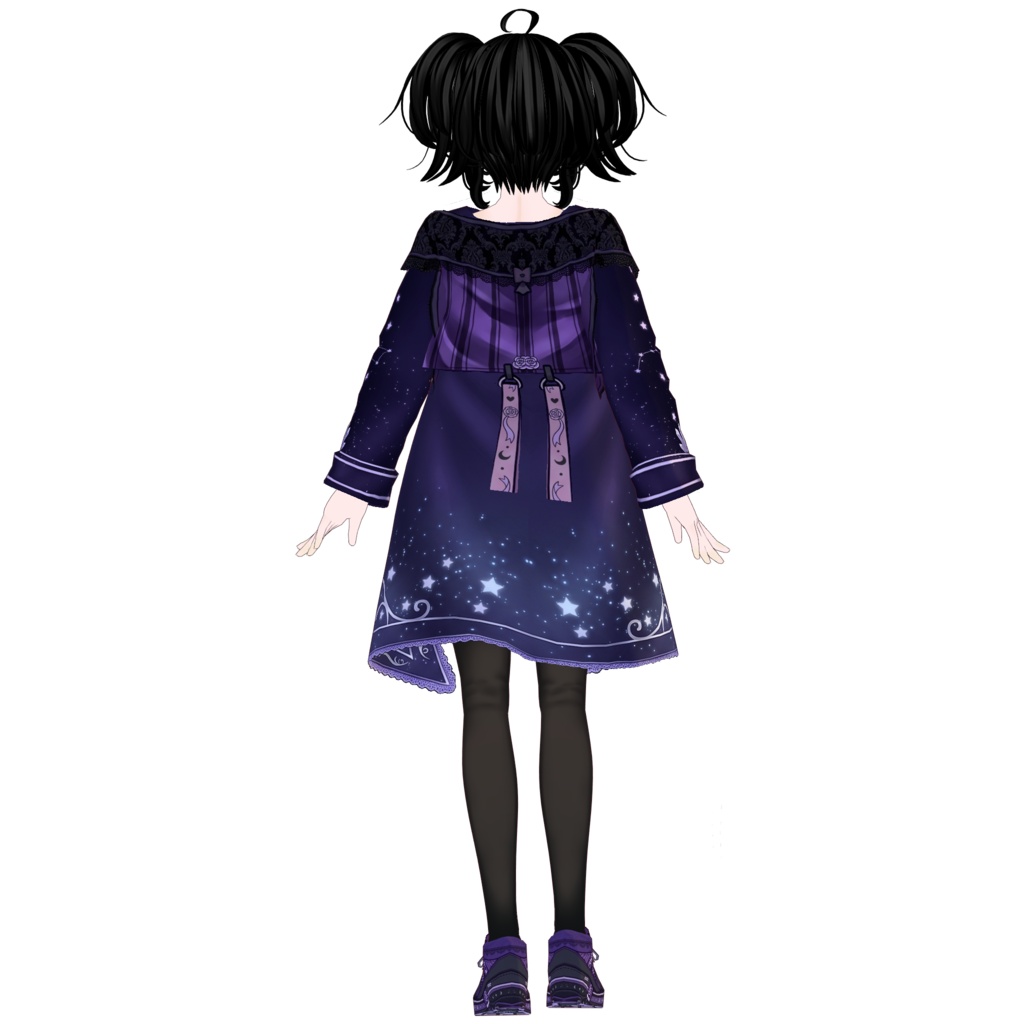 【VRoid】Dark Purple Gothic Outfit | Celestial Nightwear | Gothic VRoid Custom Item
