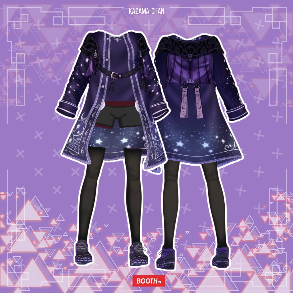 【VRoid】Dark Purple Gothic Outfit | Celestial Nightwear | Gothic VRoid Custom Item