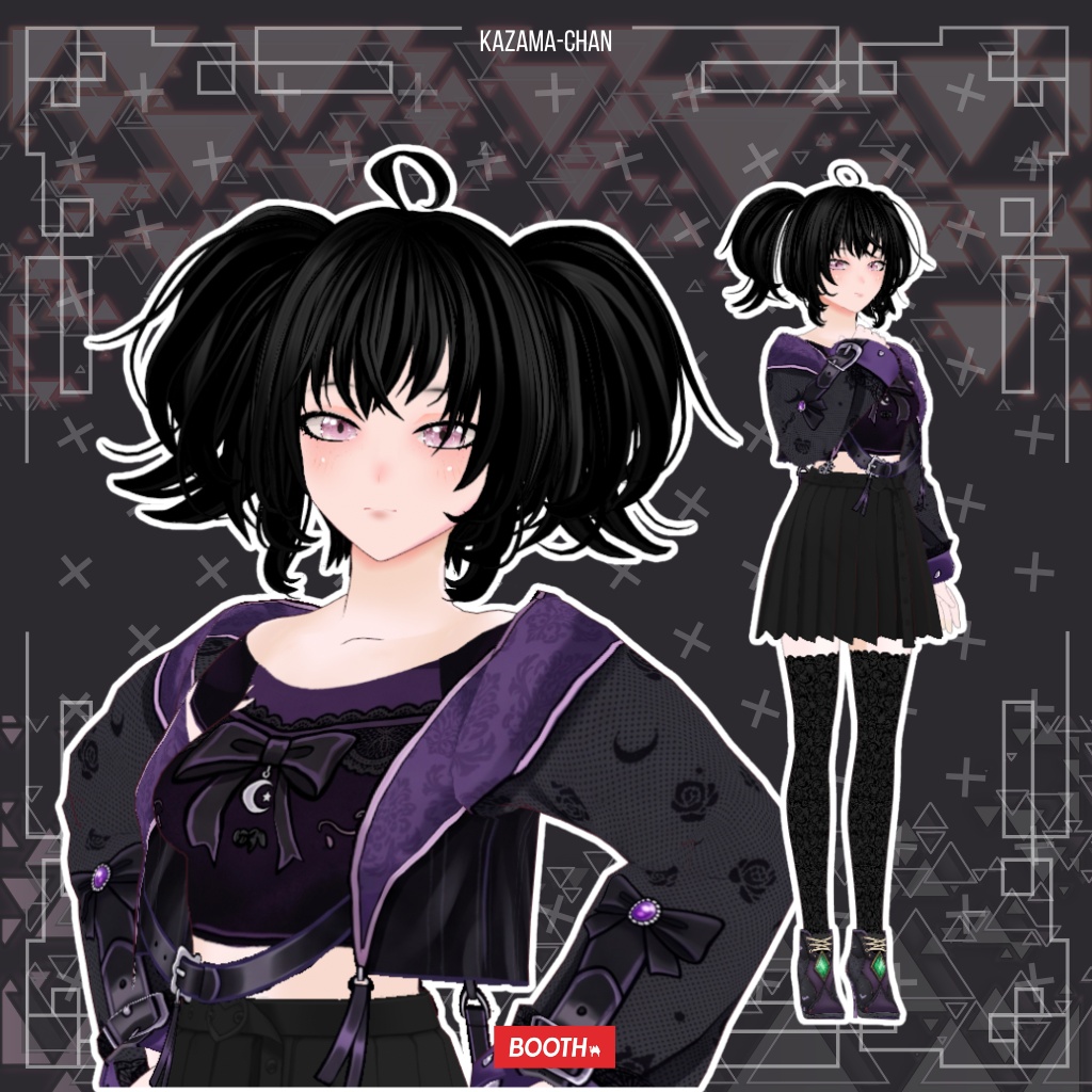 【VRoid】Dark Gothic Witch Outfit | Black Purple Gothic Dress | VRoid Custom Item