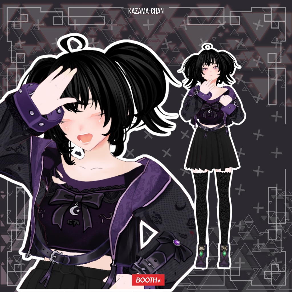 【VRoid】Dark Gothic Witch Outfit | Black Purple Gothic Dress | VRoid Custom Item
