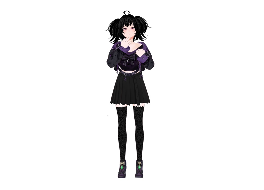 【VRoid】Dark Gothic Witch Outfit | Black Purple Gothic Dress | VRoid Custom Item