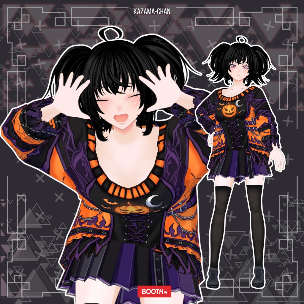 【VRoid】Halloween Gothic Outfit | Pumpkin Witch Costume | Custom Item