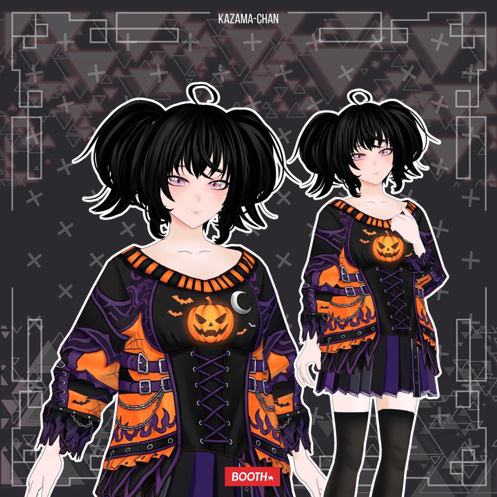 【VRoid】Halloween Gothic Outfit | Pumpkin Witch Costume | Custom Item